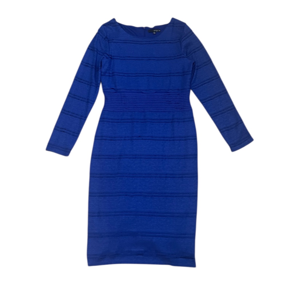 Signature by Sangria Textured Long Sleeve Midi Dress Size 14 Career Coacktail